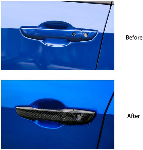 Thenice for 10th Gen Civic Carbon Fiber Grain Door Handle Cover Exterior Decoration Compatible with Honda Civic 2017 2018 2019 2020 2021 with Smar...