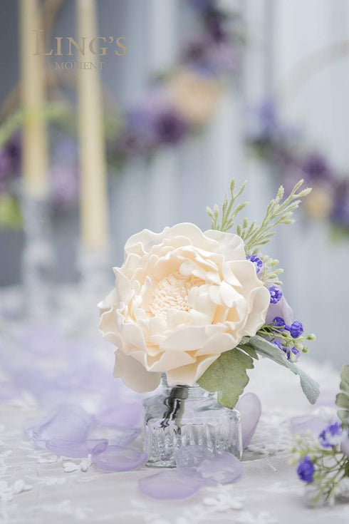 Ling's Moment Flowers 16pcs Cream Blooming Peonies Artificial Flowers with Stem, Artificial Peony Flowers for DIY Wedding Decorations Centerpieces...