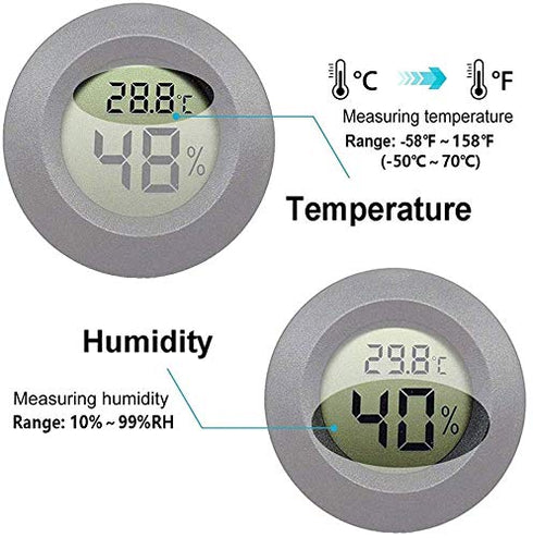 Meggsi 2 Pack Mini Digital Hygrometer Gauge Indoor Thermometer, LCD Monitor Temperature Outdoor Humidity Meter for Greenhouse Jars Incubators Guitar Case, Fahrenheit (?) or Celsius(?)