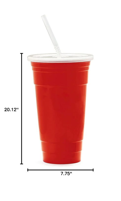 G.E.T. SC-32-SET-R Red 32 oz. Reusable Plastic Tumbler Set, 1 Count (Pack of 1)...