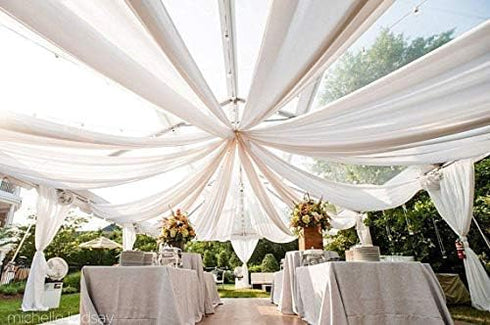 120" Wide (10ft Wide) Sheer Voile Chiffon Fabric - Perfect for Draping Panels and Masking for Weddings & Events - Ivory by The Yard (1 Yard)...
