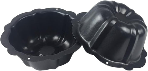 4 Inch Nonstick Mini Bundt Cake Pan, Set of 4 for Baking, Carbon Steel Fluted Cake Pans, Metal Round Pumpkin Shaped Cake Mould for Cupcake, Muffin...