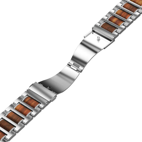 iiteeology Wooden Stainless Steel Link Band Compatible with Samsung Galaxy Watch 46mm, Gear S3 Classic/Galaxy Watch 3 45mm - Silver...