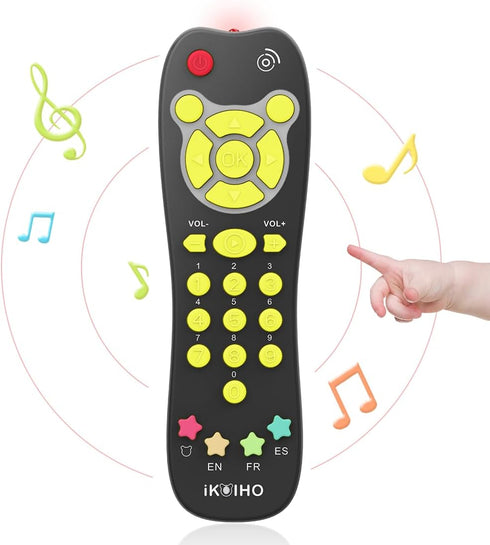 Baby Remote Control Toy, Realistic Toddler TV Remote Toy with Light Sound Kid Learning Education Musical Toys with English French Spanish Infant G...