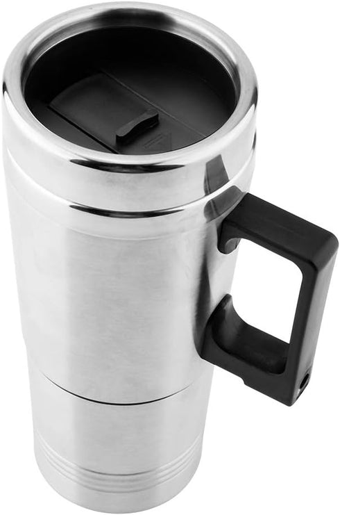 Car Heating Cup, 350ML + 150ML Stainless Steel Portable Automobile Hot Water Cup Electric Quick Heating Bottle Heater Boiler for Tea Coffee Water...