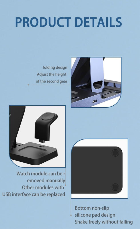 3 in 1 Wireless Charging Station, 15W Fast Wireless Charging Stand Compatible with Phone 15/14/13/12/11 Pro Max XR XS 8 Plus, iWatch 8/7/6/5/4/3/2...