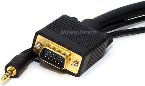 Monoprice Super VGA Cable - 6 Feet - HD15 Male/Male with Stereo Audio and Triple Shielding (Gold Plated)...