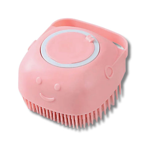 Multi-Functional Pet Bath & Massage Brush: Shampoo Dispenser, Soft Silicone Brush, Rubber Bristle for Dogs and Cats (Pink)...