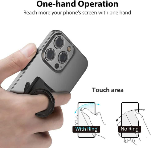 Phone Grip, Phone Ring Holder Finger Kickstand Wireless Charging Friendly, Foldable & Adjustable Double Metal Cell Phone Rings Gripper Stand for i...