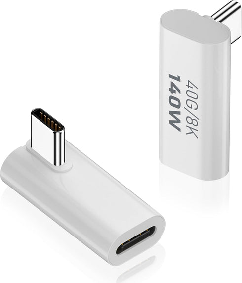 Duttek USB C Right Angle Adapter 40G, USB C 90 Degree Adapter PD 140W, USB C Angle Extender Adapter with 8K Video Support USB 4 Cable for Laptop, ...