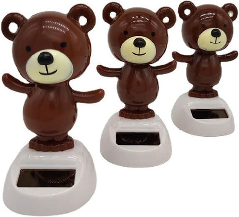 1Pc Brown Solar Dancing Bear Toy Solar Powered Dancing Figurine Car Dashboard Decor, Bobbling Head Bear Toys Shaking Head Dolls Solar Power Kits...