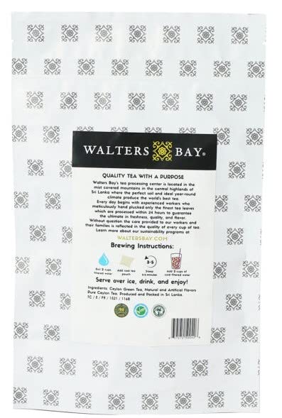 Walters Bay Mango Passion Fruit Green Iced Tea, 12 Quart Sized Tea Bags, Ceylon Tea, Unsweetened, Tropical Mango Passion Fruit Flavored, 100% Hand...