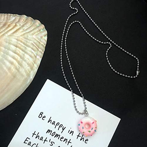 Colorful Mushroom Doughnut Shape Necklace Set Sweet Fresh Food Pendant Beaded Chain Necklace Creative Jewelry Sets for Women...