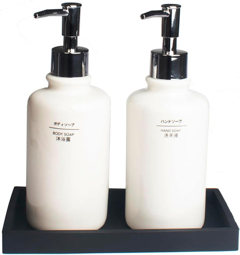 DNC Bathroom Vanity Tray for Counter, 2PC 7.9" Silicone Kitchen Sink Soap Tray for Countertop Dish Holder Dispenser Toilet Tank Desk Organizer Bla...