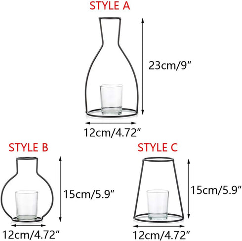 Nuptio Set of 3 Creative Desktop Planter Set with Glass Cup Vases Iron Metal Stand for Water Planting Flower Arrangement Decoration Gift for Home ...