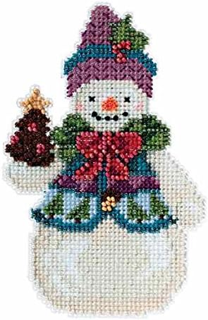 Mill Hill Pinecone Snowman Beaded Counted Cross Stitch Ornament Kit 2015 Jim Shore...