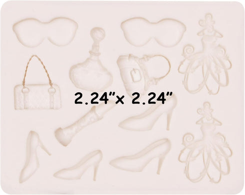 Makeup Theme Polymer Clay Molds for Earrings, Fashion Handbag High Heels Lipstick Polymer Clay Molds, Perfume Ceremonial Dress Sunglasses Clay Mol...