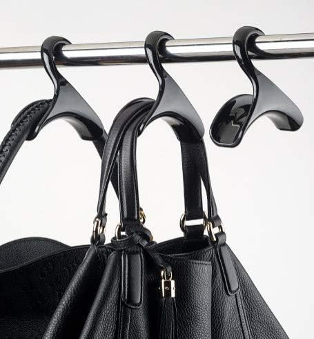 Bag-a-Vie Purse Hanger for Closet - Handbag Organizer Hooks for Hanging Bags & Purses, Protecting Bag Shape & Organizing Space (1 Hanger, Black Pl...