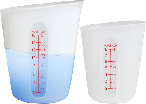 ZUYEE Silicone Measuring Cups (2 Cup + 1 Cup) Flexible Measure Melting Cups for Epoxy Resin Butter, Chocolate Squeeze Pour Baking Cup Dishwasher S...