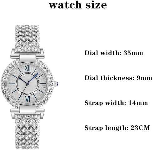 CdyBox Women Luxury Crystal Watch Classic Bracelet Watches Analog Quartz Wristwatch (Silver)...