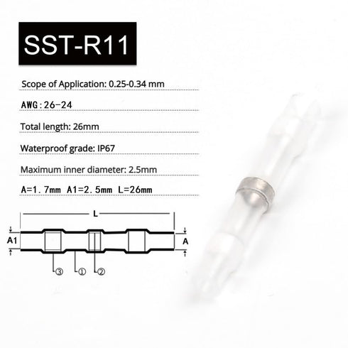 Anlin 250 Pcs Solder Seal Wire Connectors, Heat Shrink Butt Connectors, Waterproof and Insulated Electrical Wire Terminals, Butt Splice (250PCS)...