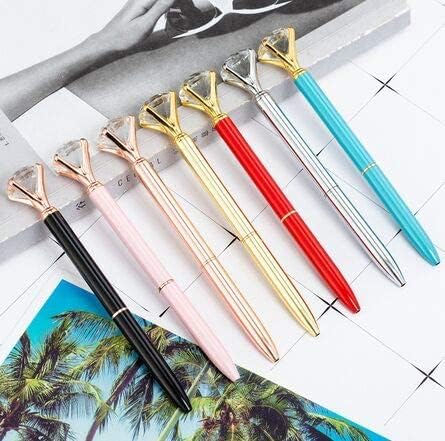 Big Diamond Crystal Pen Gem Ballpoint pens ring wedding Metal BallPen Kawaii Magical Pen Fashion School Office Supplies 1.0mm School Pen...