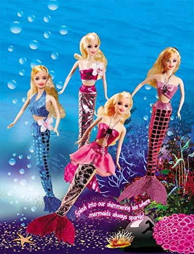 Princess Mermaid Dolls Playset, 12" Fashion Dress Doll with 4" Little Mermaid Seahorse Figurine and Accessories,Mermaid Toys Gifts for Girls Aged ...