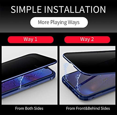 Anti-spy Screen iPhone12Promax case?Lock + Magnetic adsorption Anti-Peeping Metal Frame 360 Full Body Protective Cover Double-Sided Glass Lens Pro...