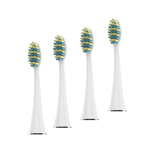 Voom Sonic Pro 7 Series Replacement Brush Heads Advanced Bristle Technology Soft Dupont Nylon Bristles Oral Care - White - Pack of 4...