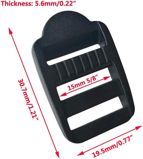 30 Pcs 5/8" (15mm) Plastic Tension Locks Triglide for Belt Backpack Camping Bag Belt Suitcase, Black...