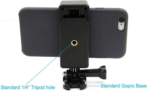 | Universal Smartphone Holder w/GoPro Style Mount Attachment for Any Cell Phone. Connect Your Phone to Any GoPro Mount. Compatible with iPhone, Sa...