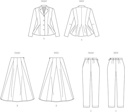 Vogue Misses' Fitted Lined Peplum Jacket, Skirt and Tapered Pants Sewing Pattern Packet, Design Code V2018, Sizes 12-14-16-18-20, Multicolor...
