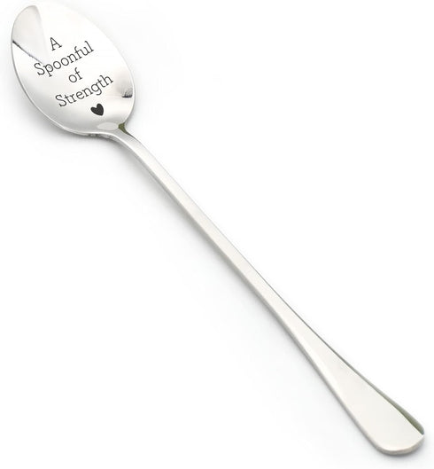 A Spoonful of Strength - Funny Engraved Stainless Steel Spoon for Ice Cream, Tea, Coffee and Cereal - Motivational Gift for Cancer Survivor, Recov...