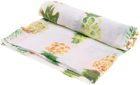 Muslin Swaddle Square Blankets Baby Receiving Blanket Wrap Swaddle Towel for Girl Shower Gift - Big Pineapple...