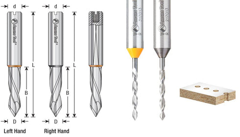Amana Tool 317013 Solid Carbide Dowel Drill Bit Through Hole Boring Drill Bits 3mm D x 70mm Long x 10x25mm Shank Left Hand...