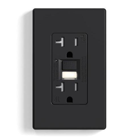 ELEGRP GFCI Outlet w/Nightlight, 20 Amp Self-Test GFI Electrical Outlet w/Thinner Design, Tamper Resistant GFCI Receptacle, Ground Fault Receptacl...