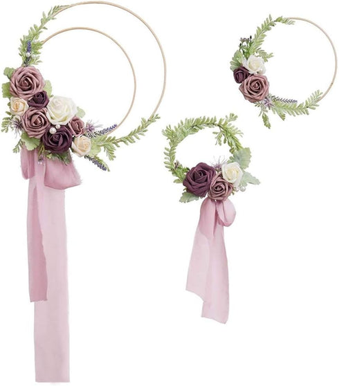 12pcs Wooden Bamboo Floral Hoop Wreath Macrame Craft Dream Catcher Hoops Rings for DIY Weddding Wreath Decor, Macrame Dreamcatcher, Wall Hanging C...