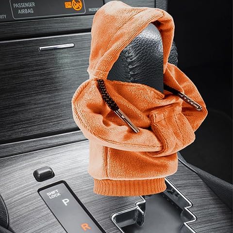 Car Gear Shift Cover Universal Automotive Interior Accessories Shift Knobs Fashionable Hooded Shirt Car Shifter Stick Protector Decoration (Orange...