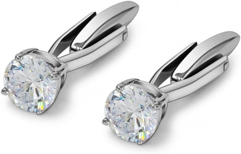 Mr.Van Swarovski White Crystal Cufflinks Glimmering Diamond Color Cuff Links Set for Wedding Party...