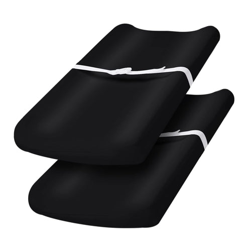 PHF Baby Changing Pad Covers for Boys Girls, 2 Pack Ultra Soft Breathable Microfiber Changing Pad Table Sheets for Most Baby Changing Pads, Black ...