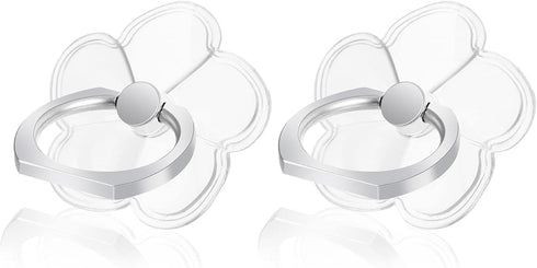 Cell Phone Ring Stands, 2 Pcs 180/360 Degree Rotation Finger Kickstand Transparent Phone Ring Holders with Diamond Glitter Finger Mount with Grip ...