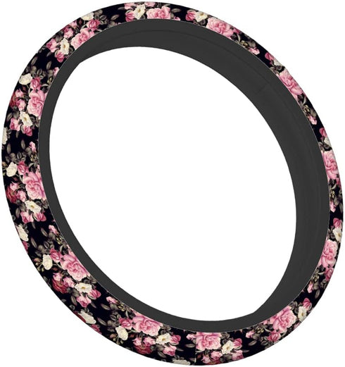 Swono Roses Car Steering Wheel Cover,Watercolor Floral Rose Peony Safe Driving Anti-Slip Steering Wheel Covers Steering Wheel Protection Case No S...