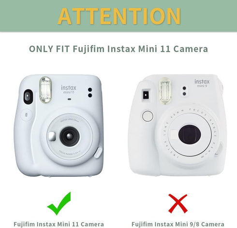 CAIYOULE Protective Camera Case for Fujifilm Instax Mini 11 Film Camera Clear Case with Upgraded Film Pocket Pouch for Storing Photos and Adjustab...