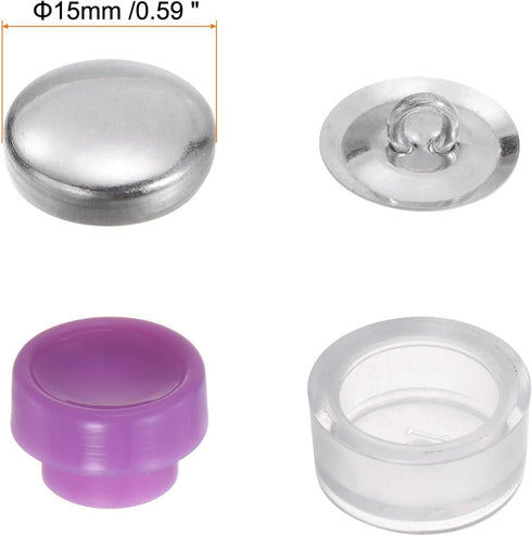 HARFINGTON 300 Sets Self Cover Button Kit 24L 0.6" 15mm with Wire Backs Aluminum Buttons to Cover Fabric Button Maker Covered Buttons Kit with 4 T...