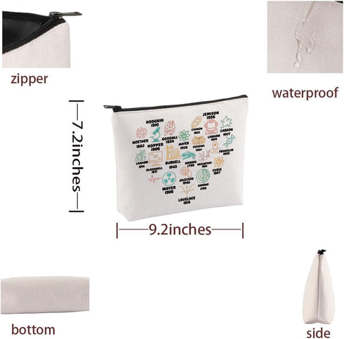 Science Teacher Makeup Bag Women in Science Gifts Chemistry Zipper Pouch Scientist Gifts for Women Lab Tech Week Gift (Beige)...