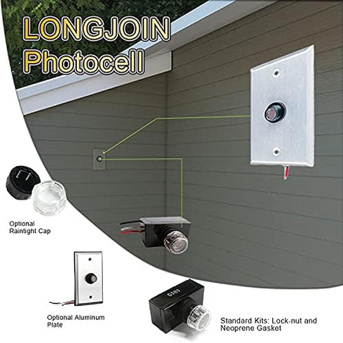 Dusk to Dawn Sensor Photoelectric Switch Wire-in photocell Sensor Post Eye Light Control IP65 Waterproof Photocell for Outdoor Lights...