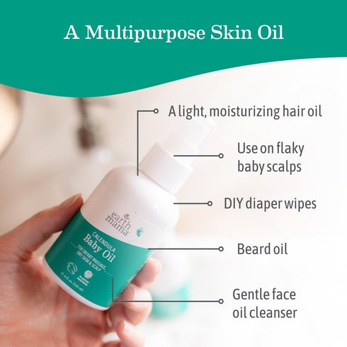 Earth Mama Calendula Baby Oil | Massage Oil for Newborn Skin Care, Dry Skin & Scalp Moisturizer, Fragrance Free, 4-Fluid Ounce (2-Pack)...