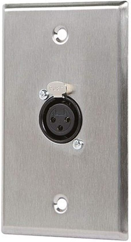 Monoprice 107396 XLR Female 3 -Pin One-Port Zinc Alloy Wall Plate Silver...