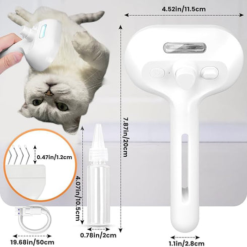 Cat Steam Brush,3 in 1 Pet Hair Removal Comb, Self-Cleaning Spray Cat Brush for Shedding,Steamy Pet Brush with Release Button and Tank - Suitable ...