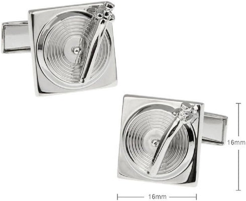 Turntable Record Player DJ Music Pair Cufflinks in a Presentation Gift Box & Polishing Cloth...